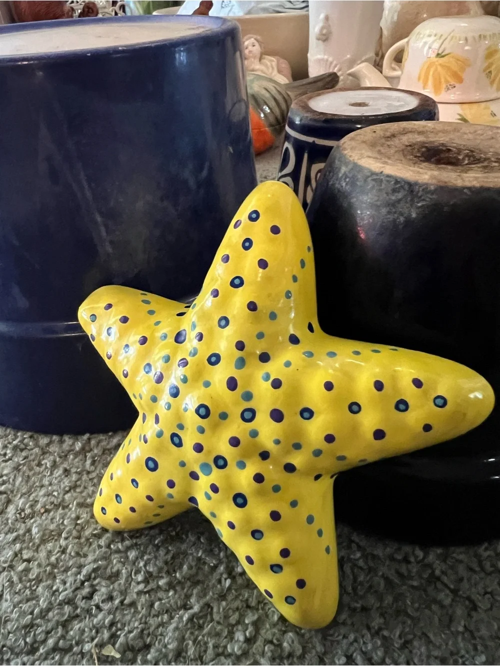 Vintage lot 4 Deep Purple planters and hand painted starfish No chips